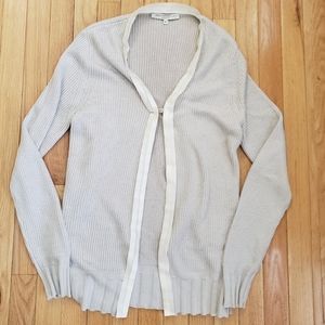 Rani Arabella Womens Cardigan Sweater Beige Cream Silk Blend M V-neck Old Money